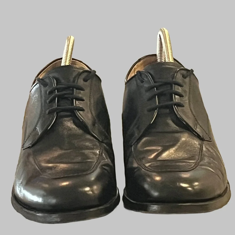 Alden 757 Shoes Mens 10.5 Black Apron Toe Bluchers Foot Balance Heel